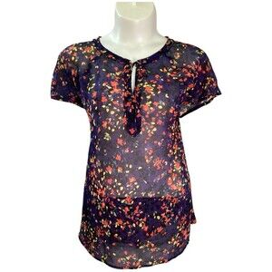 Plus Size Liz Claiborne Navy and Red Floral Blouse Size 3X
